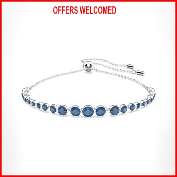 Adjustable Crystal Tennis Bracelet with Slide Closure, 9.5 Inches